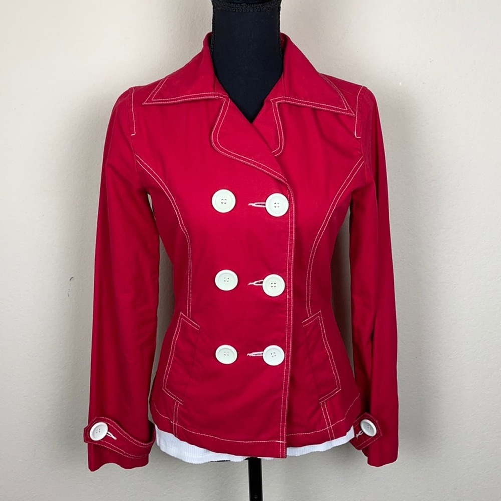 **SOLD**3/$15! SO bright red slim fitting blazer women's S - Picture 1 of 10